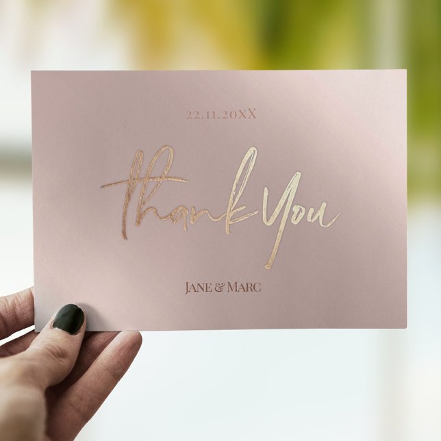 Tack för ditt kort Faux Foil Rosegold Postcard (Skapare uppladdad)