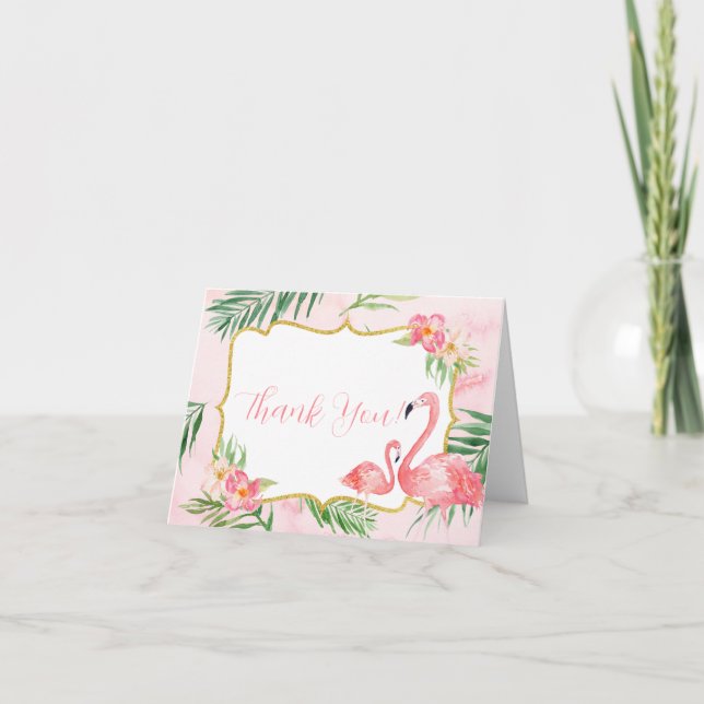 Tack för ditt kort, Flamingo Baby Shower Kort (Framsida)