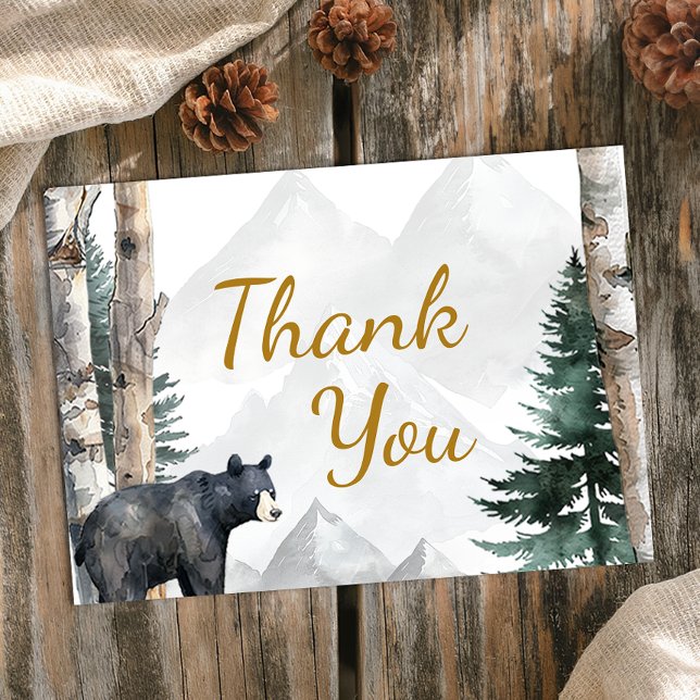 Tack för ditt kort för Äventyr Bear Baby Shower (Thank You Card)