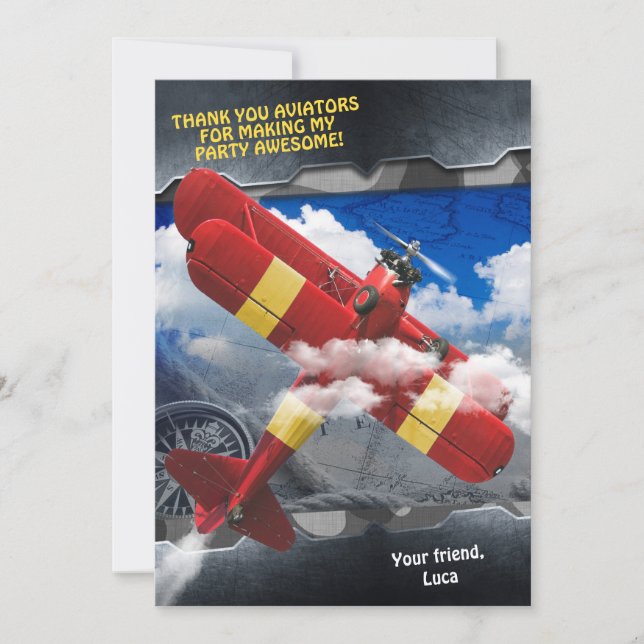 Tack för ditt kort för Aviator Flygplan (Framsida)