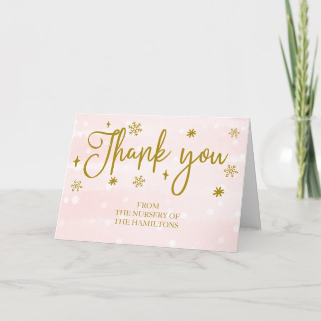 Tack för ditt kort för Bebisduschen i Winter Snöfl (Framsida)