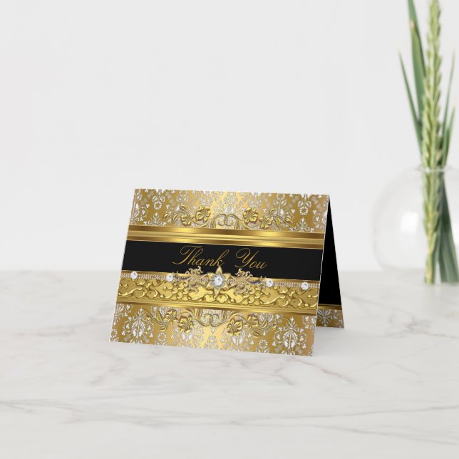 Tack för ditt kort för blommigt Damask (Framsida)