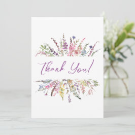 Tack för ditt kort för blommigt Watercolor Wildblo
