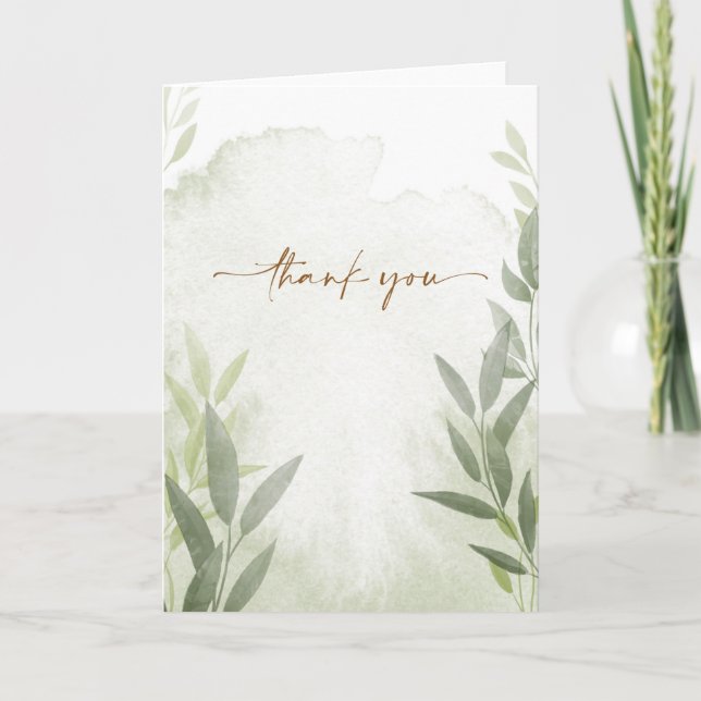 Tack för ditt kort för Blommigten elegant Greenery (Framsida)