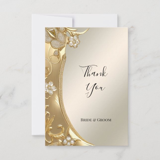 Tack för ditt kort för Blommigten Guld Ornate (Framsida)