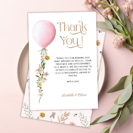 Tack för ditt kort för Blommigten rosa Balloon Bab