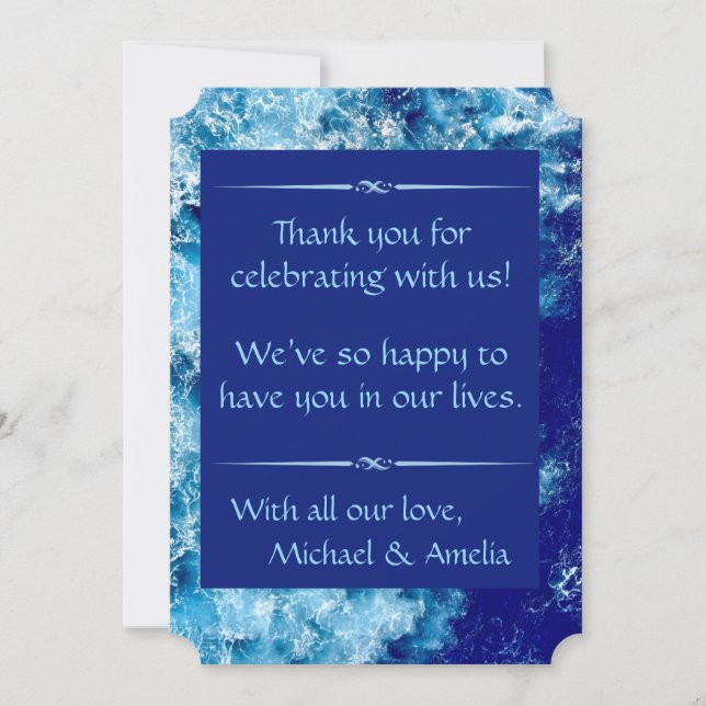 Tack för ditt kort för Blue Ocean Vatten Bröllop (Framsida)