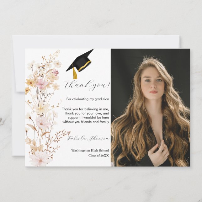 Tack för ditt kort för Boho WildblomGrass Studente (Framsida)