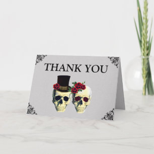 Tack för ditt kort för Bride & Groom Skull Bröllop