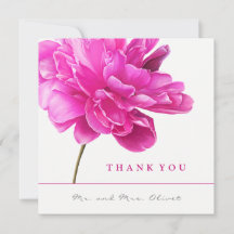 Tack för ditt kort för Bright Rosa Peony Bröllop