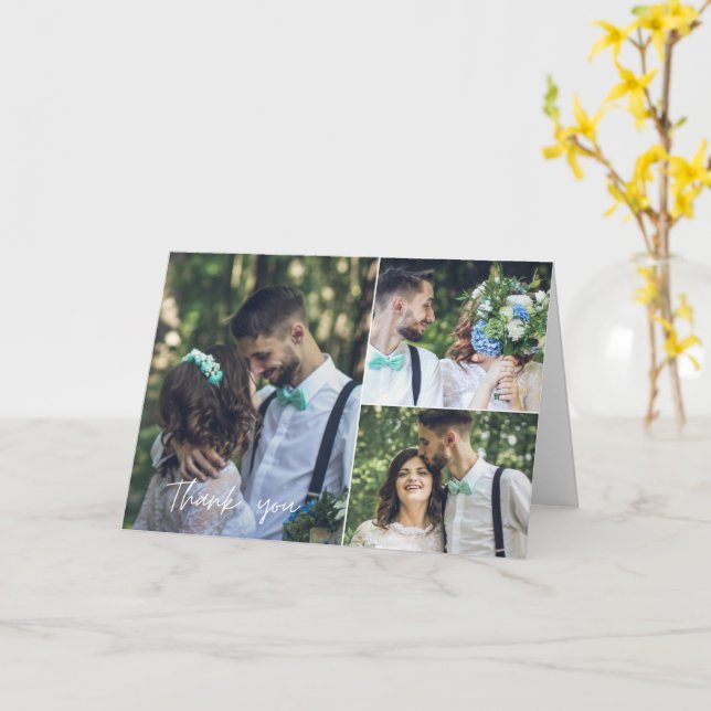 Tack för ditt kort för bröllopsdagens fotokollage (Gul blomma)