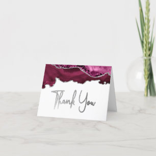 Tack för ditt kort för Burgundy Agate Silver-skrip