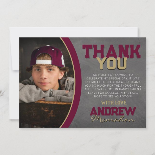 Tack för ditt kort för Burgundy och Bronze Chalkbo (Framsida)