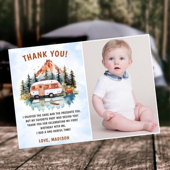 Tack för ditt kort för Campingberget Rustic Birthd (Skapare uppladdad)