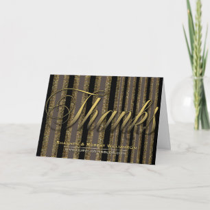 Tack för ditt kort för chic Elegance Black Guld