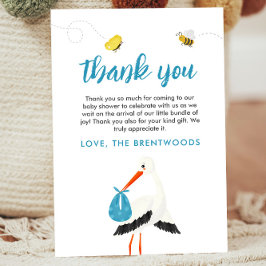 Tack för ditt kort för Cute Blue Stork Baby Shower