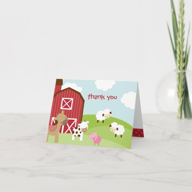 Tack för ditt kort för Cute Farm Animal (Framsida)