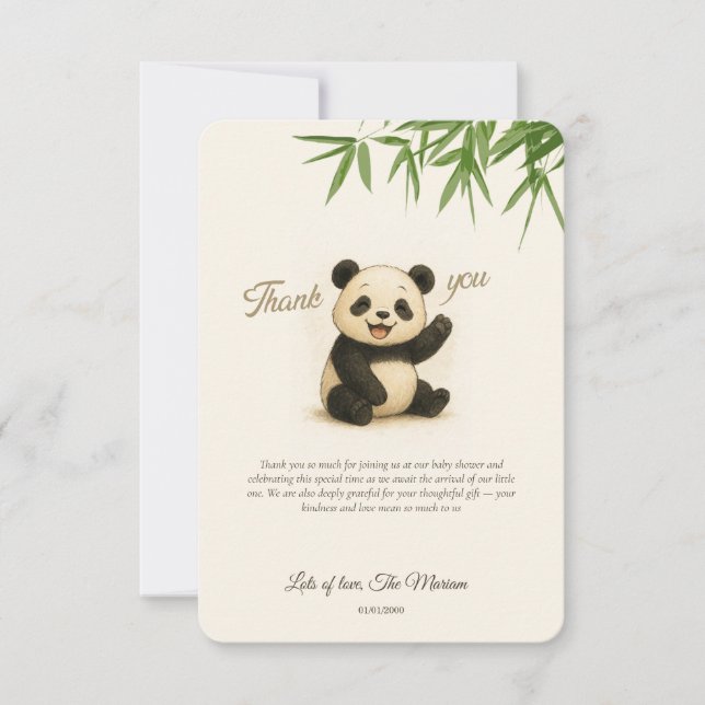 Tack för ditt kort för Cute Panda Baby Shower (Framsida)