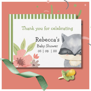 Tack för ditt kort för Cute Raccoon Baby Shower
