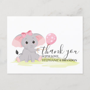 Tack för ditt kort för Cute Rosa Elephant Balloon