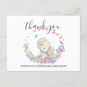 Tack för ditt kort för Cute Rosa Elephant Butterfl