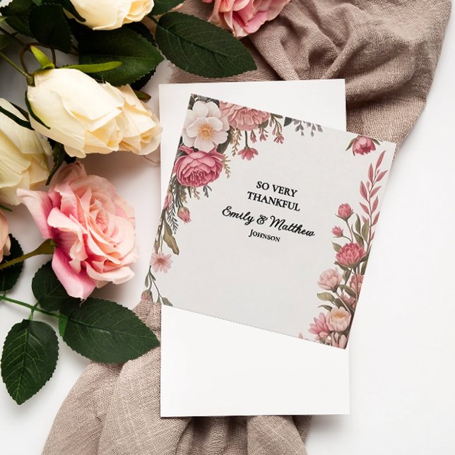 Tack för ditt kort för Designer Rosa Flower Bouque (Skapare uppladdad)