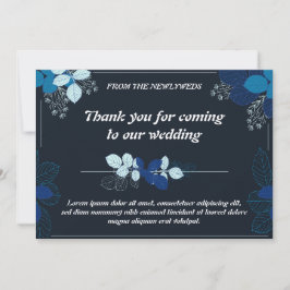 Tack för ditt kort för elegant Black & Blue Bröllo