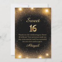 Tack för ditt kort för elegant Black & Guld Gnistr