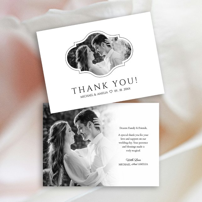 Tack för ditt kort för elegant Black & White Bröll (Elegant Wedding Thank You Card)