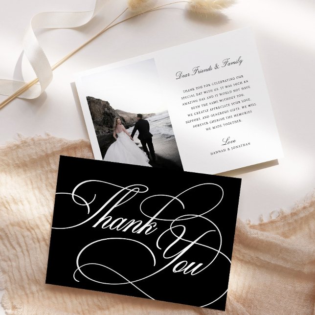 Tack för ditt kort för elegant Black & White Bröll (Skapare uppladdad)