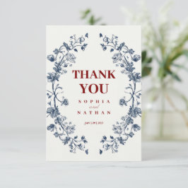 Tack för ditt kort för elegant Blue Blommigt Bröll