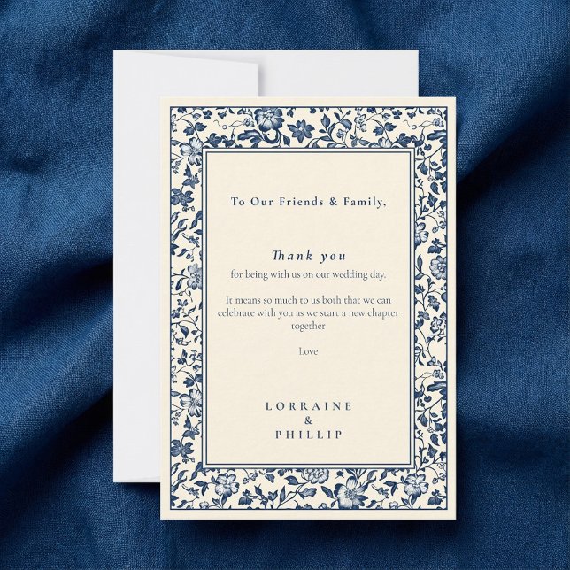 Tack för ditt kort för elegant Botaniska Blommigt  (Elegant Botanical Floral Wedding Thank You Card.)