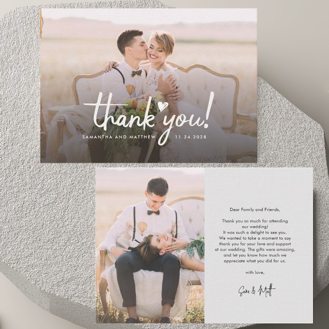 Tack för ditt kort för Elegant bröllop Photos-skri (Elegant Wedding Photos Script Thank You Card)