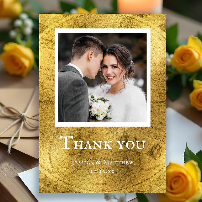 Tack för ditt kort för elegant - ett foto Bröllop (Elegant Single Photo Wedding Thank You Card)