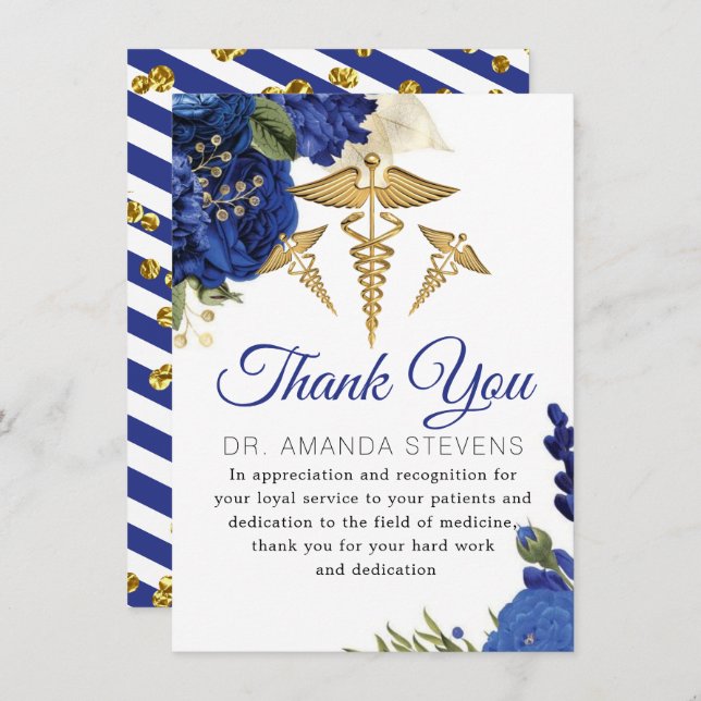 Tack för ditt kort för elegant Flowery Doktor (Fram/baksida)