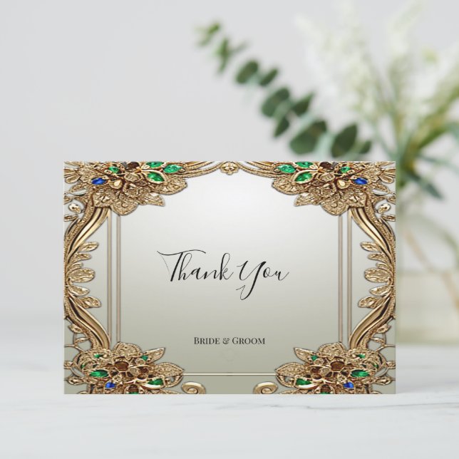 Tack för ditt kort för elegant Guld (Stående Fram)