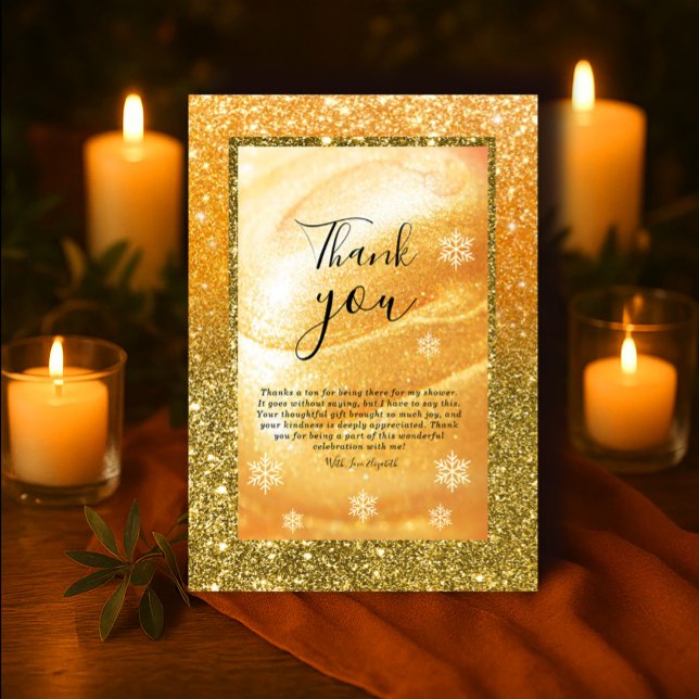Tack för ditt kort för elegant Guld | Glitter och  (Elegant Gold Thank You Card | Glitter and Pearl#zazzlemade #thankyouwedding #christmas#goldenligh)