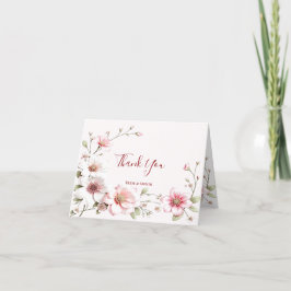Tack för ditt kort för elegant Rosa White Blommigt