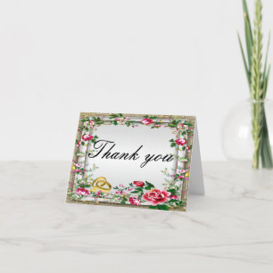 Tack för ditt kort för elegant Rustic Röd ros