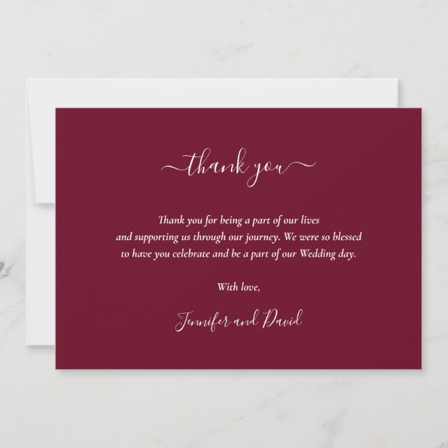 Tack för ditt kort för elegant Script Burgundy (Framsida)