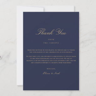 Tack för ditt kort för elegant Script Guld & marin
