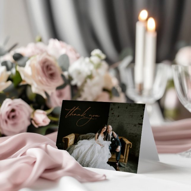 Tack för ditt kort för elegant Simple Modern Photo (Elegant Simple Modern Photo Wedding Thank You Card)