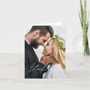 Tack för ditt kort för elegant-skript Photo Bröllo