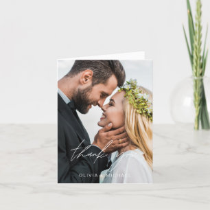 Tack för ditt kort för elegant-skript Photo Bröllo