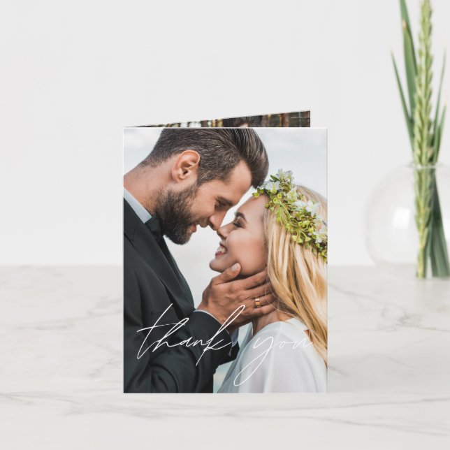 Tack för ditt kort för elegant-skript Photo Bröllo (Framsida)