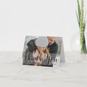 Tack för ditt kort för elegant-skript Photo Bröllo