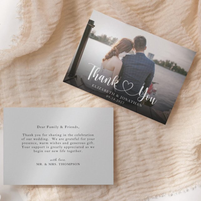Tack för ditt kort för elegant-skript Photo Bröllo (Skapare uppladdad)