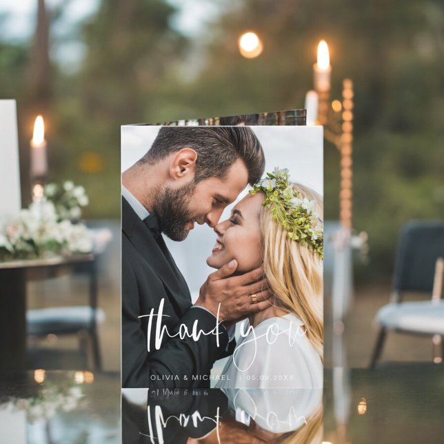 Tack för ditt kort för elegant-skript Photo Bröllo (Skapare uppladdad)