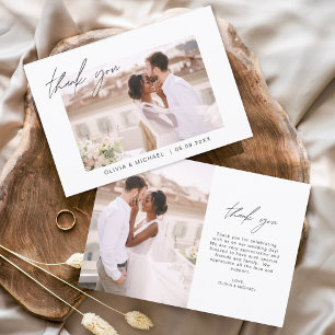 Tack för ditt kort för elegant-skript Photo Bröllo Flygblad