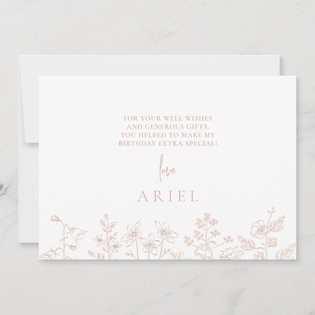 Tack för ditt kort för elegantens blommigt, rosa f (Framsida)